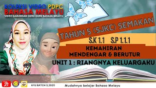 BAHASA MELAYU Tahun 5  SJKC Semakan 2017 | Unit 1 : Riangnya Keluargaku