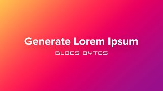 How to Generate Lorem Ipsum