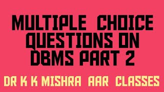 Multiple Choice Questions mcq On Database Management System dbms Part 2