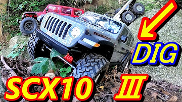 Axial SCX10 Ⅲ SCX10Ⅱ UMG10 6×6 Rock climbing　I tried using Dig Function.