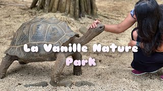 La Vanille Nature Park, Mauritius | Le Crocodile Affamé Restaurant | Interaction with giant tortoise