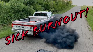 HAND THROTTLE BURNOUT with my 1993 Dodge W250 12 valve CUMMINS! BEST BURNOUT DONE WITH THIS TRUCK!