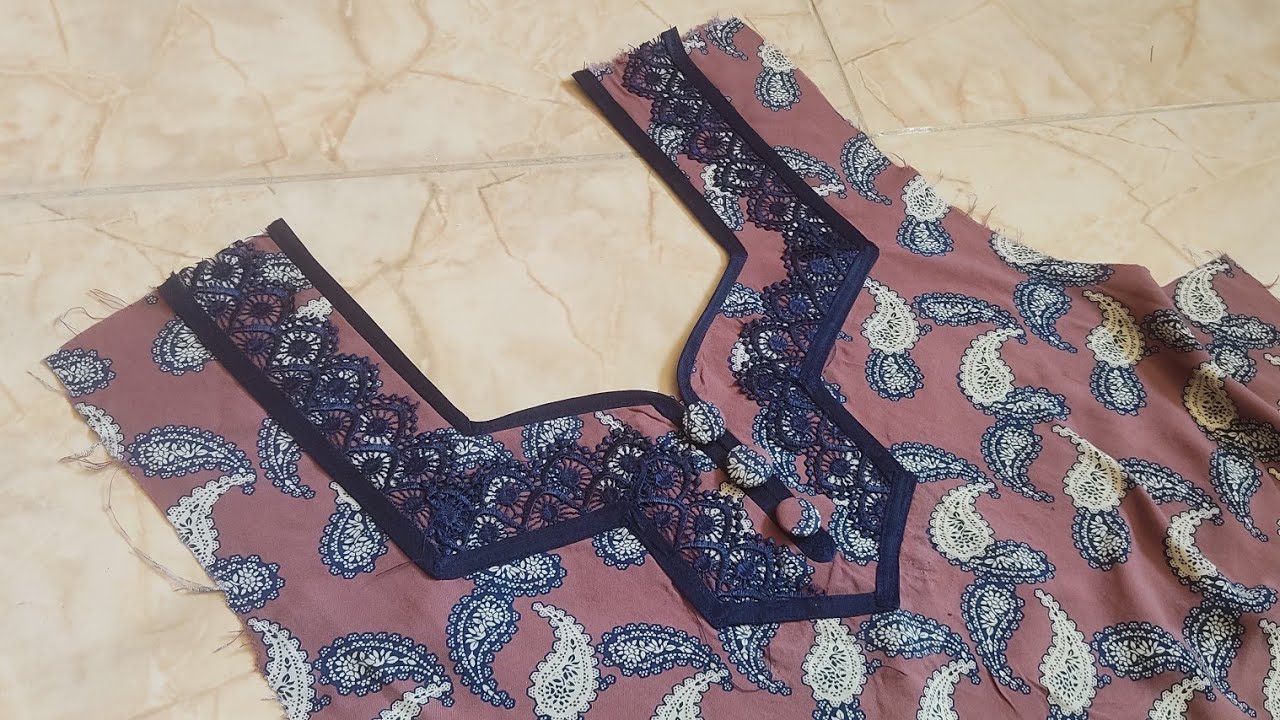 فصال وخياطة موديل بدانتيل راااائع جدا بأبسط طريقه للمبتدئات مقاس XL | موديل صدر بدانتيل|neck design