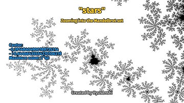 Stars — Zooming into the Mandelbrot set (black and white)