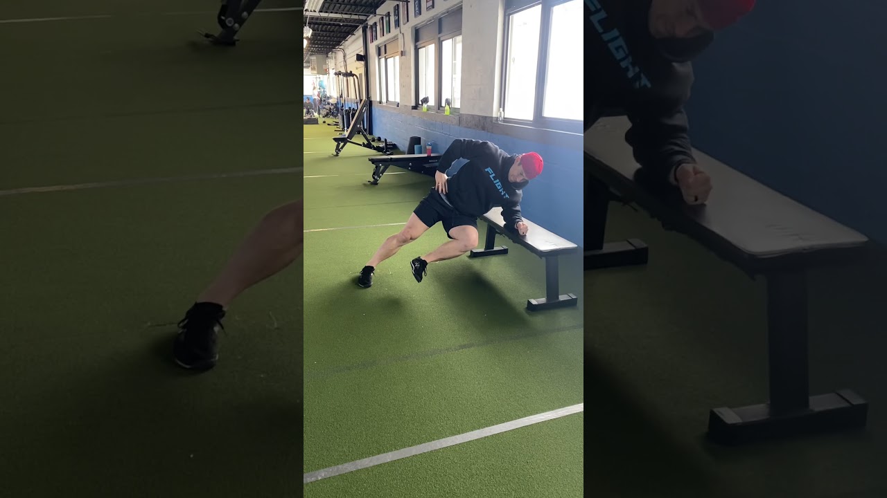 Copenhagen Plank Elbow on Bench Bottom Leg HF