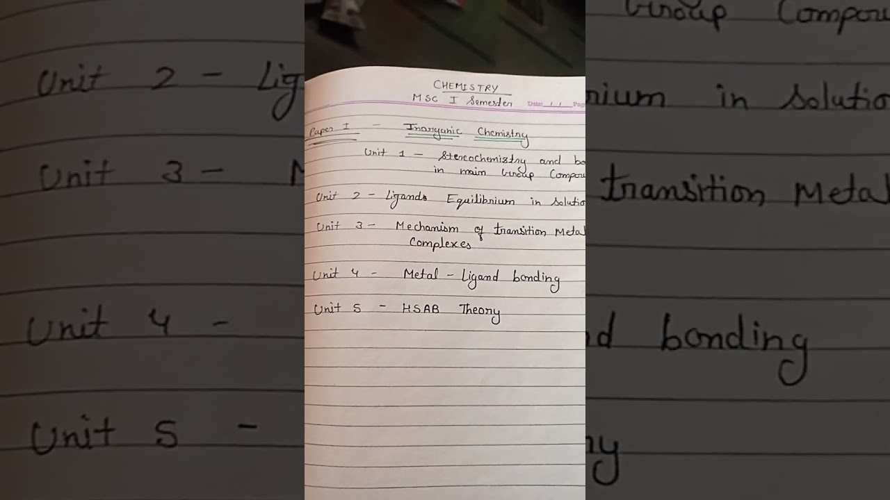 MSC semester 1 paper 1 inorganic chemistry syllabus