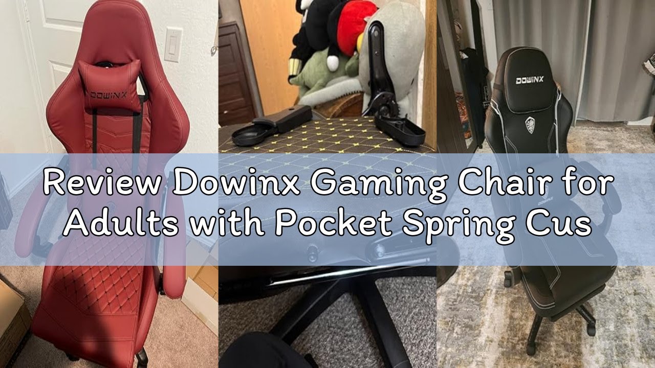 Review Dowinx Gaming Chair for Adults with Pocket Spring Cushion Computer Chair with Footrest and Ma