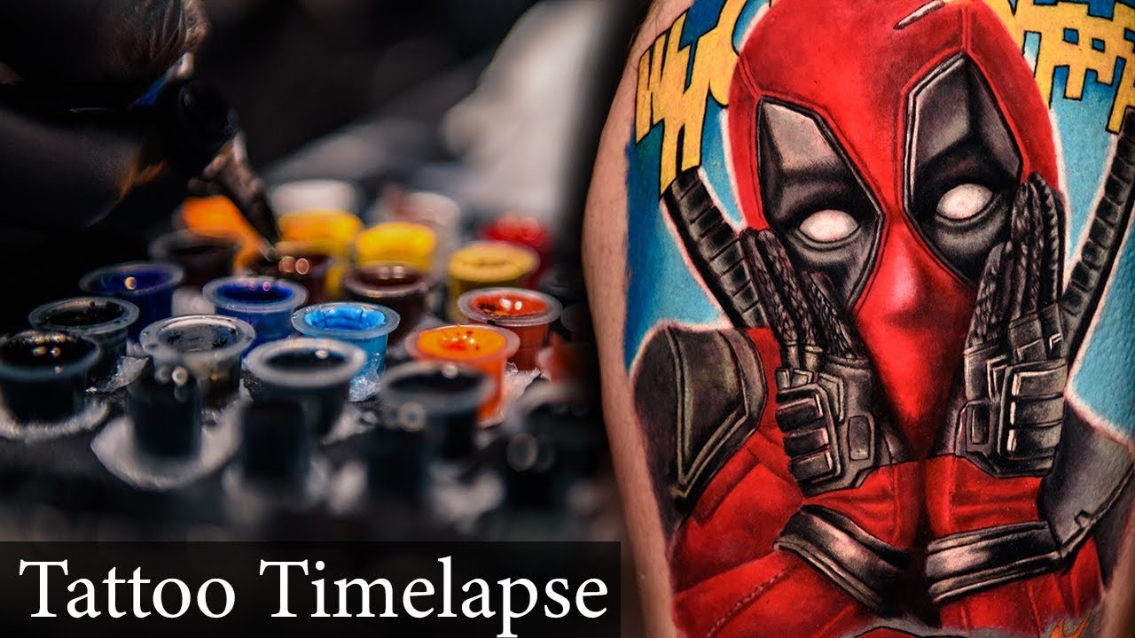 25 Hours Tattooing in 4 Minutes - Deadpool Tattoo Timelapse - YouTube