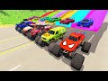 Ht gameplay crash  633  monster truck vs trap colors high speed ramps  big trucks vs speed bumps