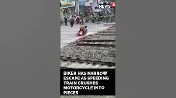 Bike Train Accident News | Biker Escapes Deadly Train Accident | #Shorts | CNN News18