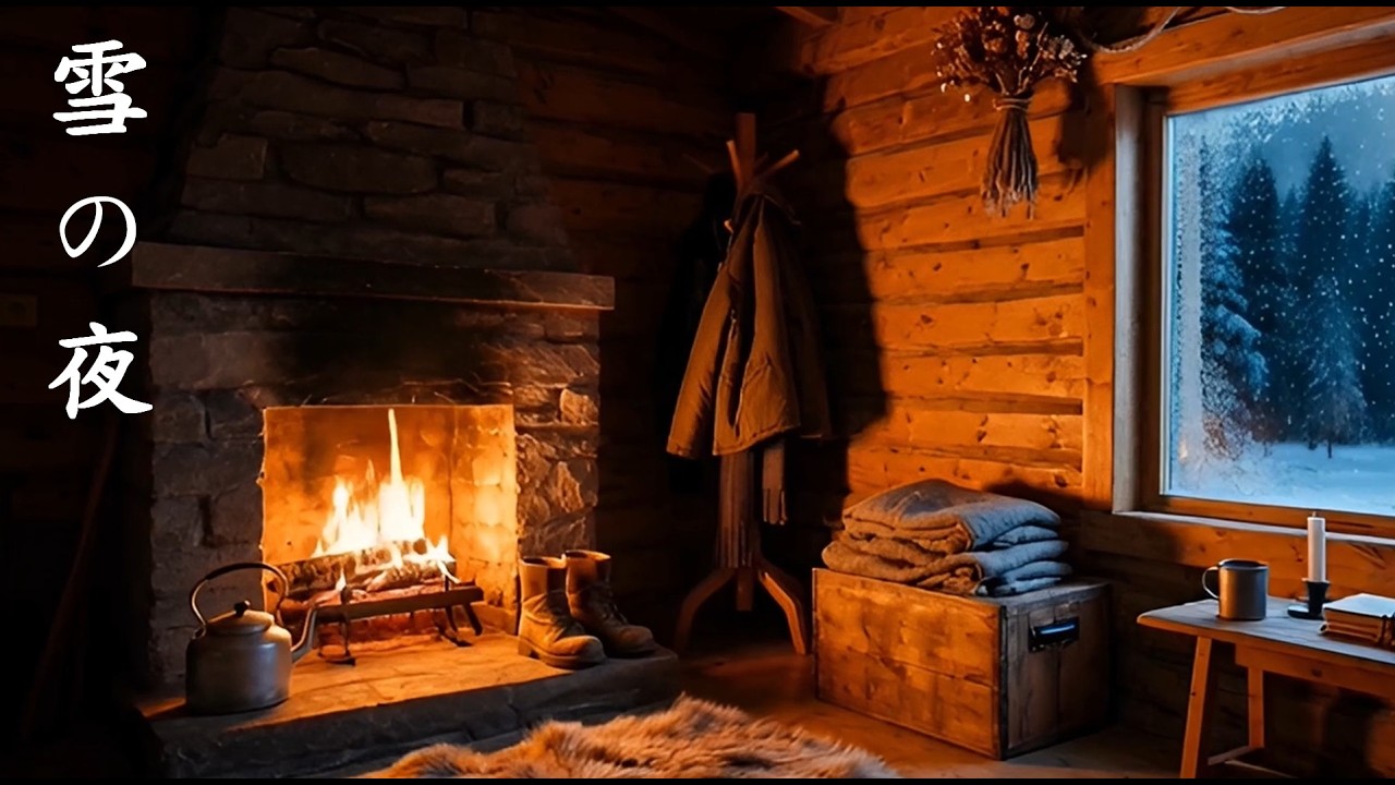 雪夜｜森林小木屋壁爐｜溫暖火光・深度放鬆 4K｜3 Hours Snow Cabin Fireplace Ambience