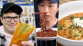 I Tested Bizarre Tiktok Recipes- Chocolate Noodles, Cheesy Pickles, Lasagna Soup