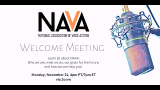 MEET NAVA- The National Association of Voice Actors Welcome & Info Meeting