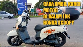CARA BUKA JOK HONDA SCOOPY!!! KUNCI MOTOR TERTINGGAL DI BAGASI! kooarief #hondascoopy #kuncimotor