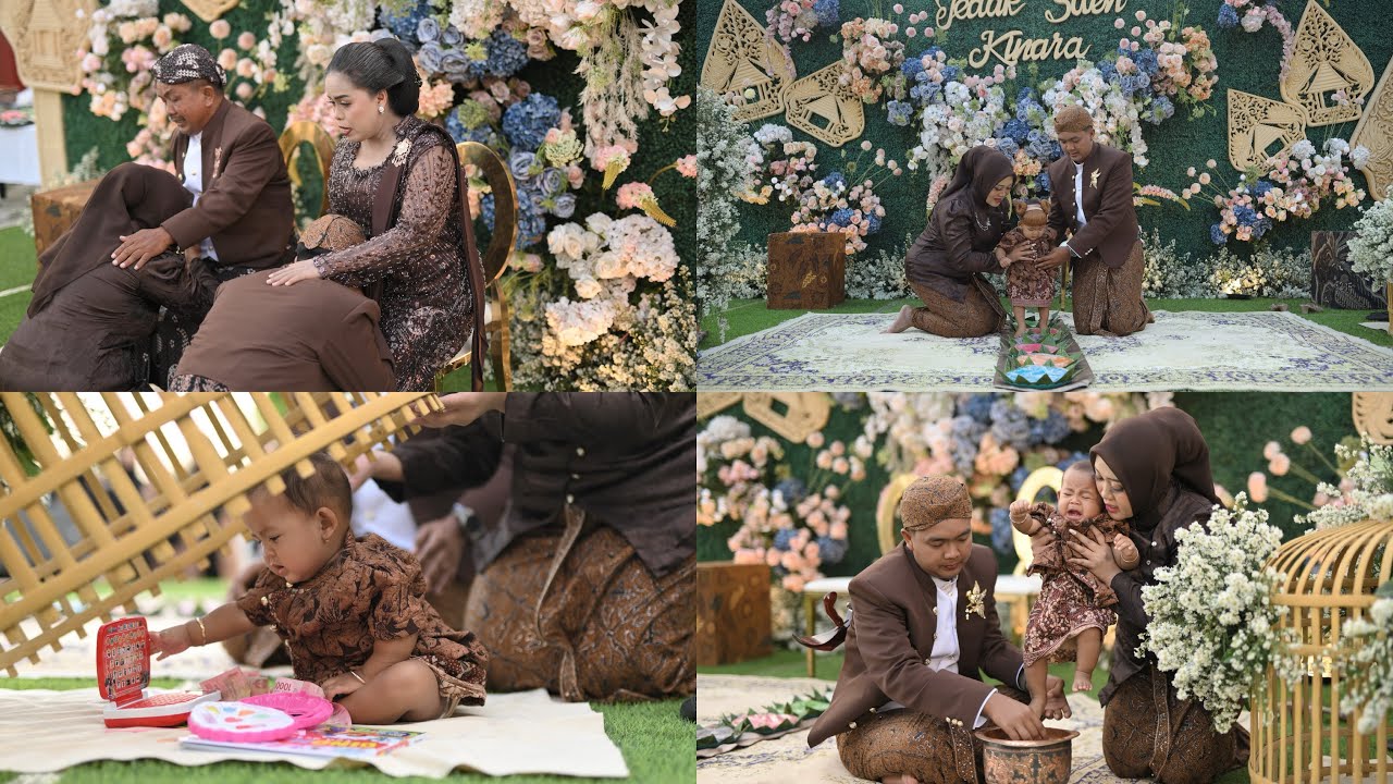 PROSESI LENGKAP TEDAK SITEN - Sungkeman Turun tanah jadah 7 warna tangga & kurungan 🥰🤗✨