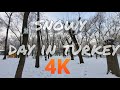 4K Walking : First Snow Of The Season .Turkey