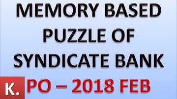 MEMORY BASED PUZZLE OF SYNDICATE BANK PO 2018 LINEAR ARRANGEMENT