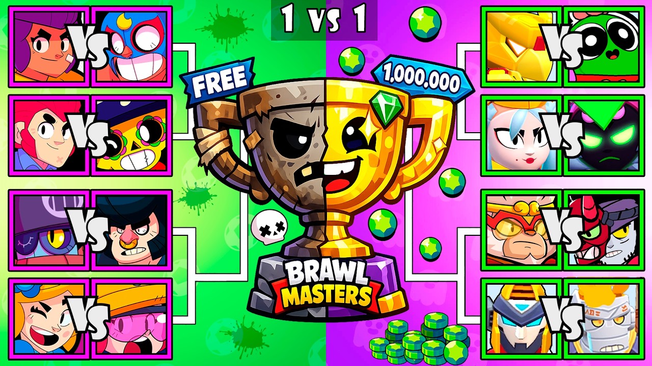 FREE BRAWLERS vs 1.000.000 GEMS | Who Is The Best Brawler | Brawl Stars Tournament