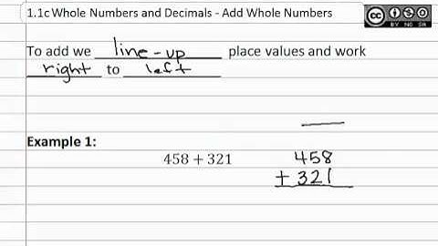 1.1c Whole Numbers and Decimals - Add Whole Numbers