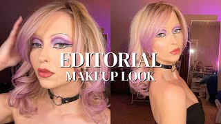 Editorial Makeup | 2 MINUTE TUTORIAL (rhinestones, thin brows, & color-shifting pigments)