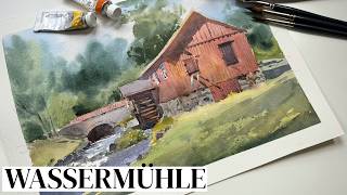 Ländliche Szene am Bach - Aquarell Tutorial screenshot 5