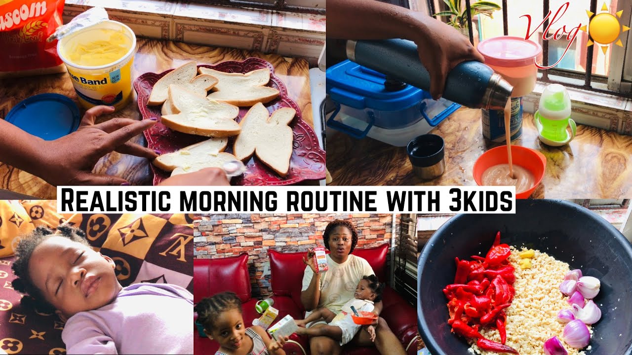 REALISTIC MORNING ROUTINE WITH 3 KIDS LIVING IN LAGOS NIGERIA! COOKING & MORE