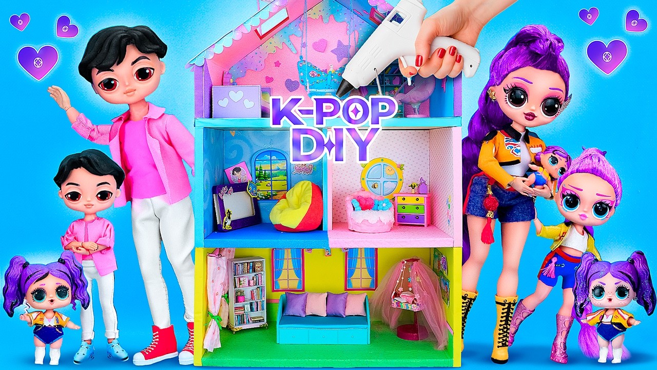 Делаем Кукольный дом для Кейпоп Семьи! 7 Поделок Хантрикс для кукол L.O.L.