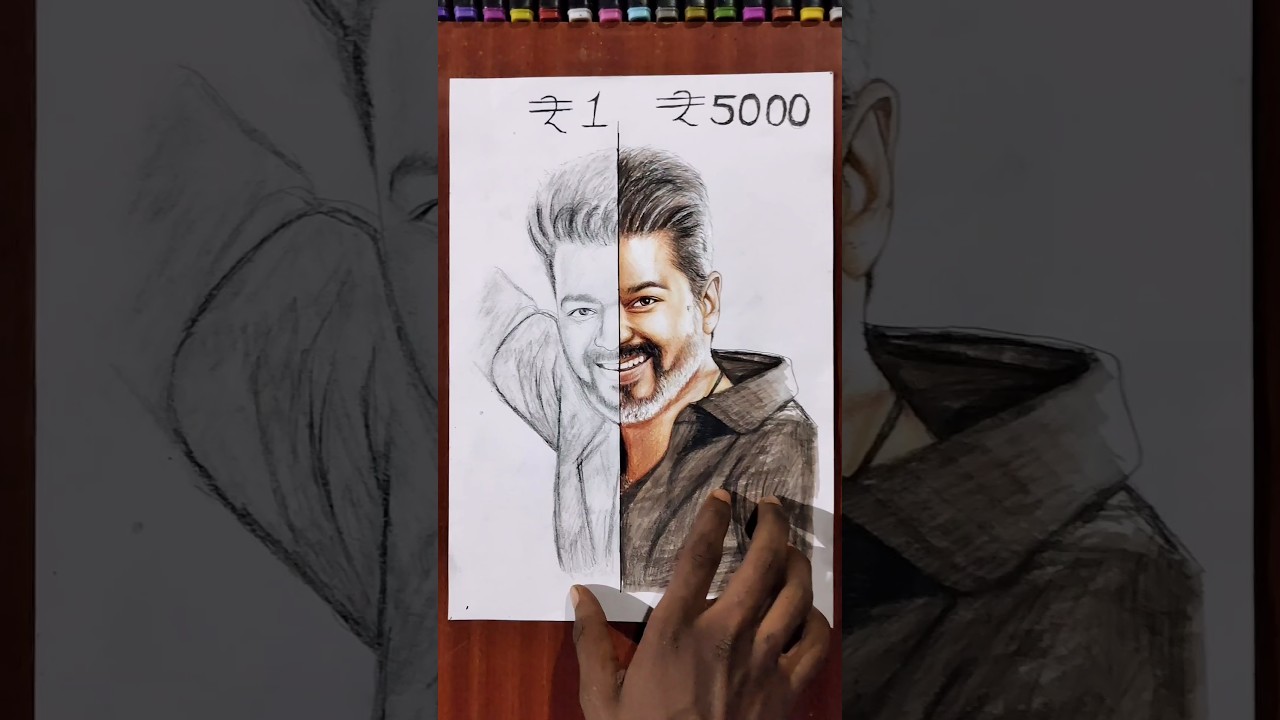 ₹1 vs ₹5000||Thalapathy Vijay 💥💥Drawing||
