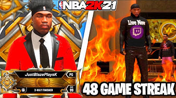 ENDING A 48 GAME WIN STREAK WITH MY SPEEDBOOSTING 2-WAY FINISHER BUILD in NBA 2K20