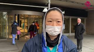 Nurse Tre Kwon speaks out at the Mount Sinai Frontline Workers Action