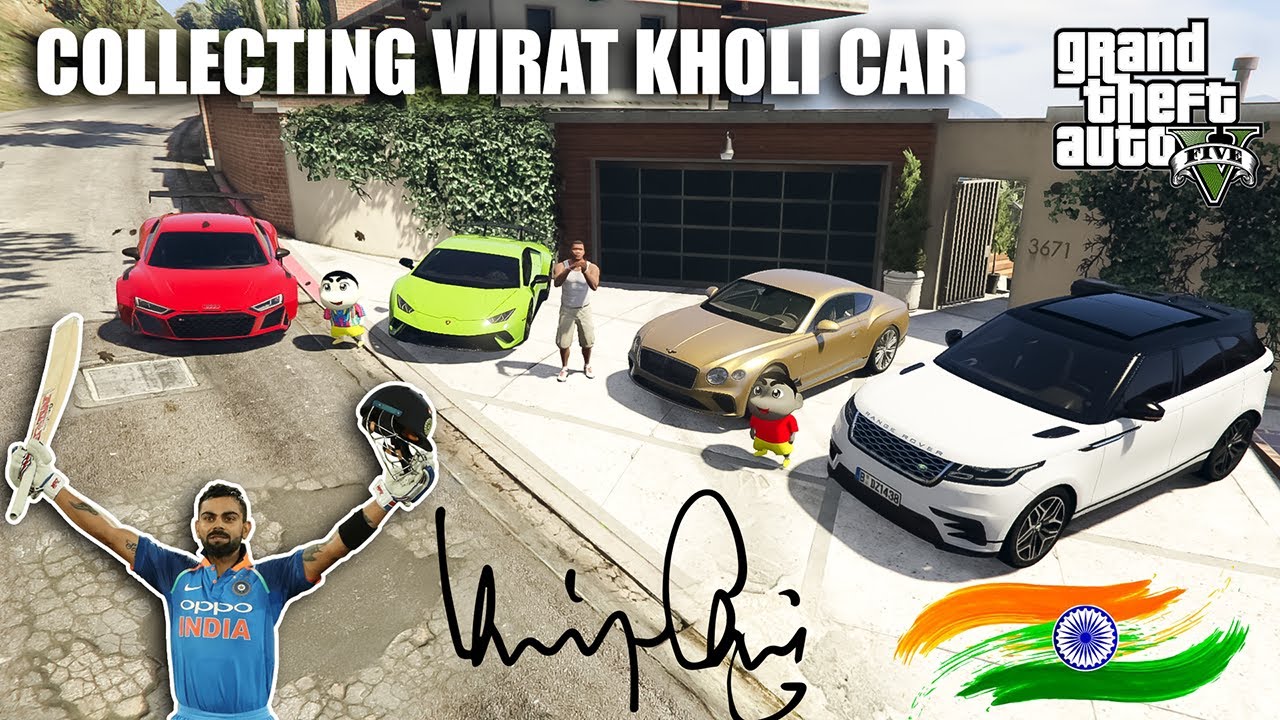 Franklin and ShinChan and BlackChan Stolen Virat Kohli Indian cars in GTA 5 | Candy Gamer