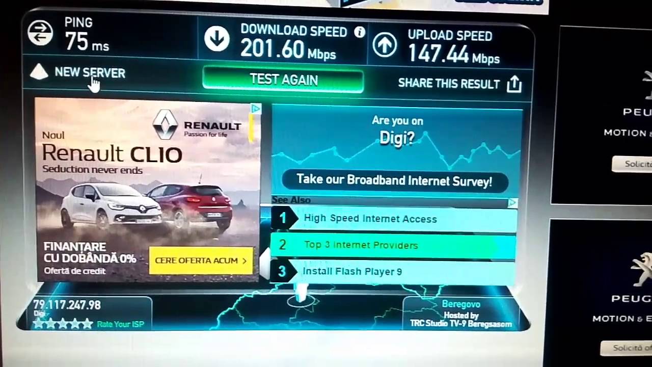 Romania fast speed YouTube
