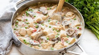 Classic chicken a la king is rich and creamy made from scratch. this
easy dinner recipe great served over rice, pasta, toast, or biscuits!
__________...