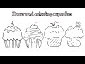 “Tracing and Coloring4 different types of Cute Cupcakes | Easy &amp; Fun Art for Kids and Beginners 🍰🖍️