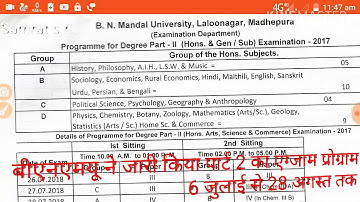 BNMU Degree Part 2(बीए-2,बीएससी-2,..) Program & Centre List Jari.आज लेटेस्ट न्यूज़ # Samrat Sir