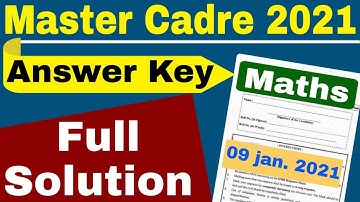 🔴 Answer Key and Solution of Master Cadre Maths 09 Jan. 2021