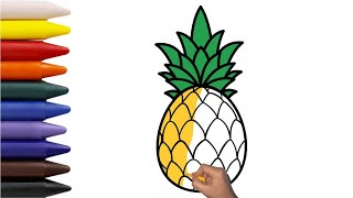 How to Draw a Pineapple EASY Drawing, Coloring | Drawing for Beginner