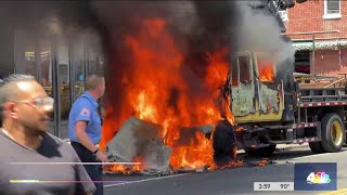 News crew witness truck explosion in Long Island City | NBC New York