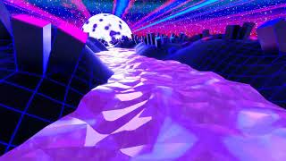 Synthwave Night Moon Wireframe River Loop