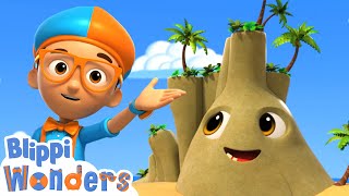 Blippi Meets a Talking Island! | Blippi Wonders | Learn ABC 123 | Fun Cartoons | Moonbug Kids