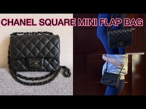 What fits inside CHANEL SQUARE MINI FLAP with PEARL CRUSH? unbox / modshots  / how to wear? 