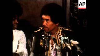 Jimi Hendrix at news conference