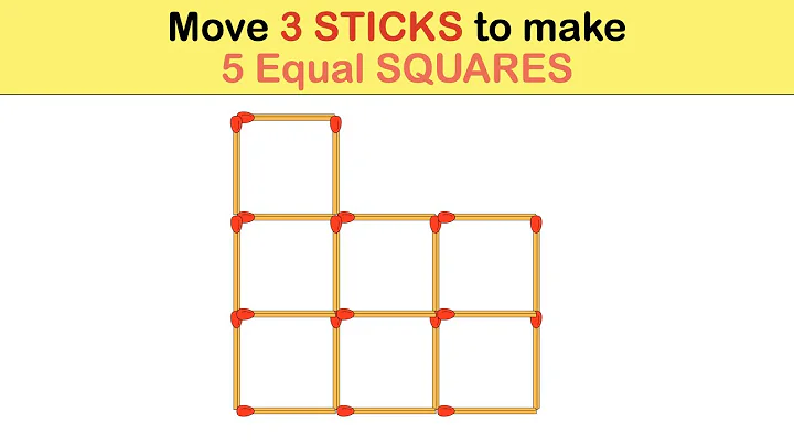 Move 3 STICKS to make  5 Equal SQUARES || Matchstick Puzzles