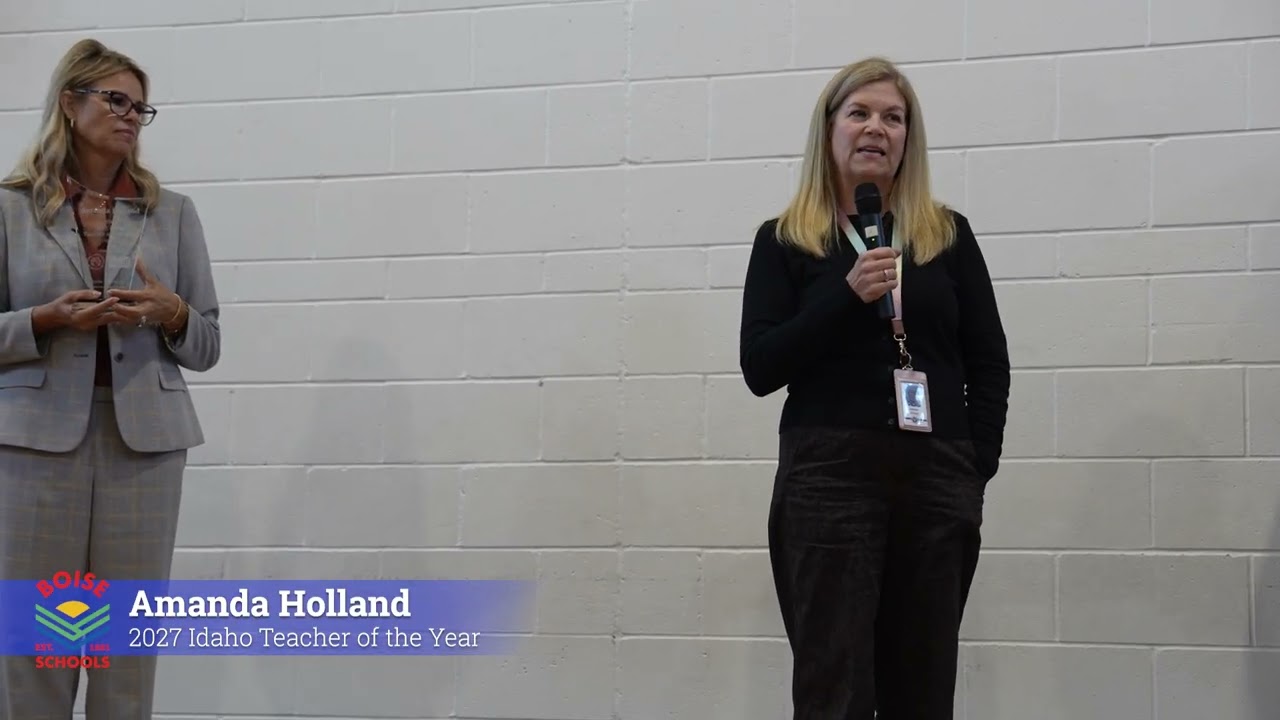 Video preview image of Amanda Holland, 2027 Idaho Teacher of the Year; click to visit the ParentSquare post with the video