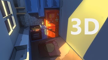 Blender Hand Painting Process - Kitchen Stylized Scene 3D Model