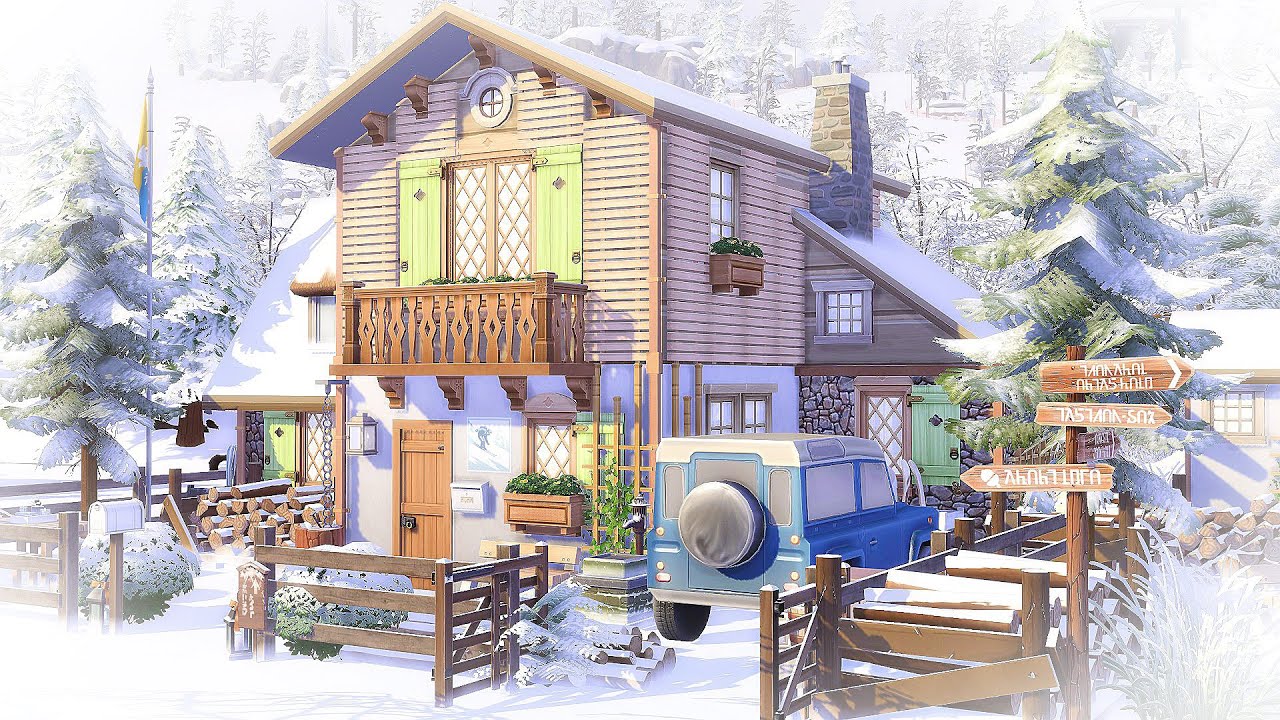 The Sims 4 ⛷️SKI CABIN (No CC)  ❄️