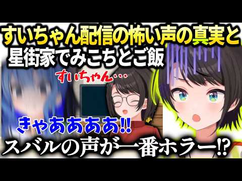 スバルすいちゃん配信で可愛く囁いたら余計怯えさせてしまった件と星街家でご飯【大空スバル/ホロライブ切り抜き】
