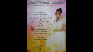 The Funeral Service of Janett Delores Stephen September 1, 2022 Guide