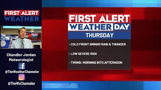 FIRST ALERT WEATHER DAY: Cold front brings showers and thunderstorms Thursday