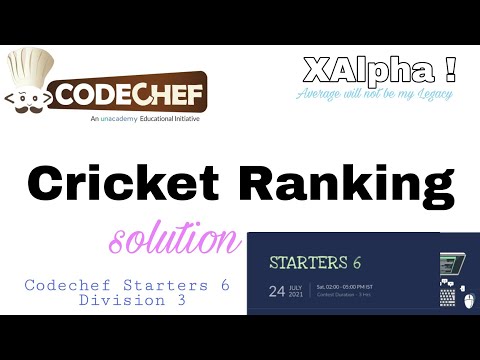 Cricket Ranking (solution) || Codeforces Starters 6 Division 3
